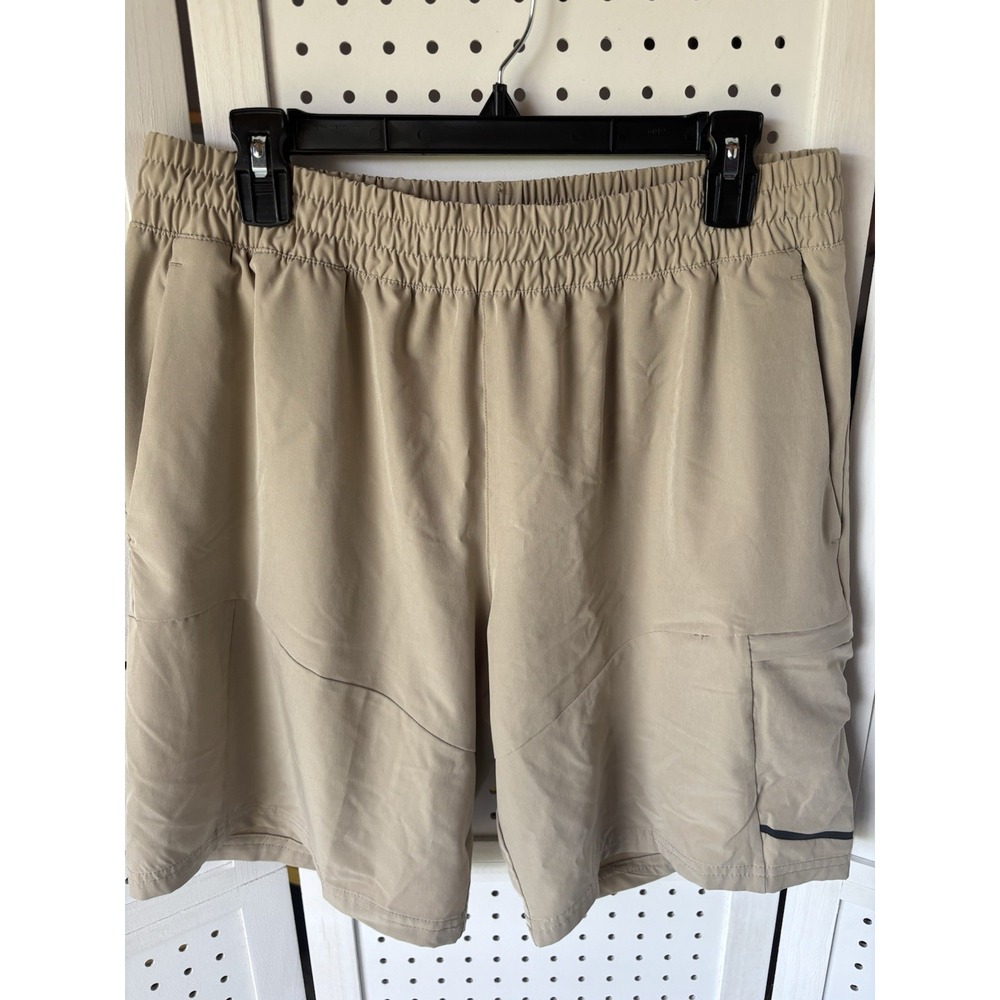 Apana Pull On Cargo Shorts Poly/Spandex Outdoor Active Hiking Beige Men's Lg - Picture 2 of 6